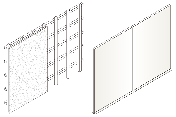 石膏ボードと断熱パネルのイメージ